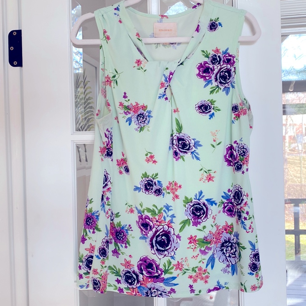 Mint Green Floral Tank Top